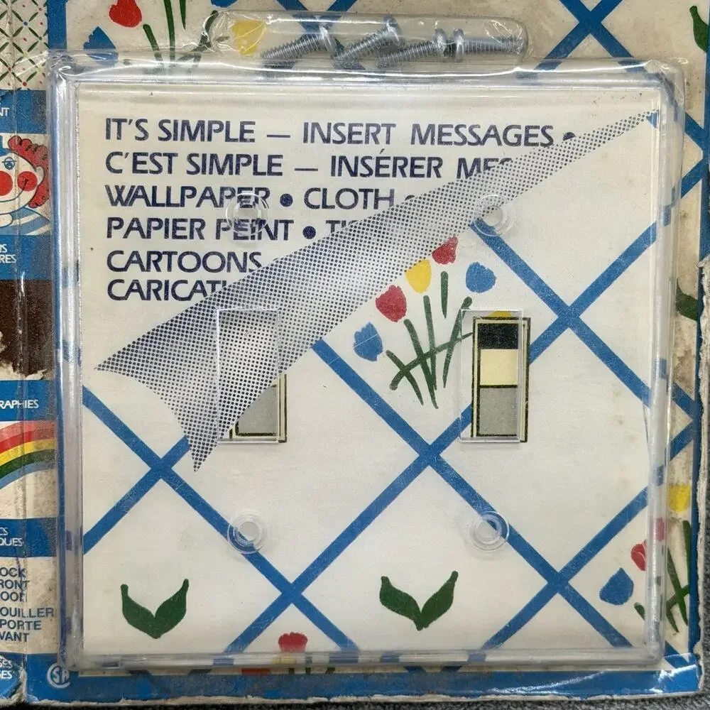 Vintage Decorplate Clear Plastic Light Switch Plate Cover Wallpaper Insert NOS